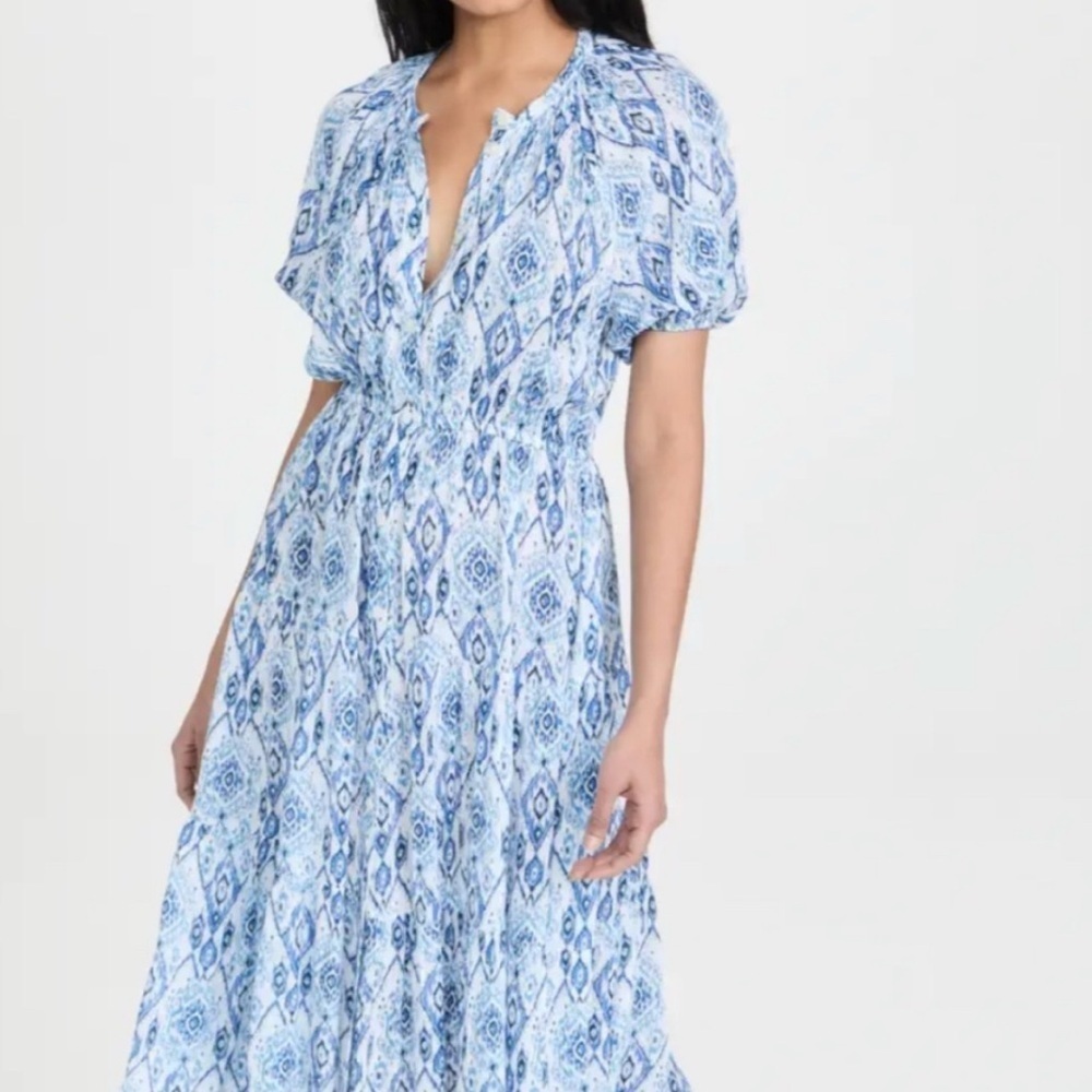 Playa Lucila Blue Ikat Print Short Sleeve Dress Size M
Flowy Boho